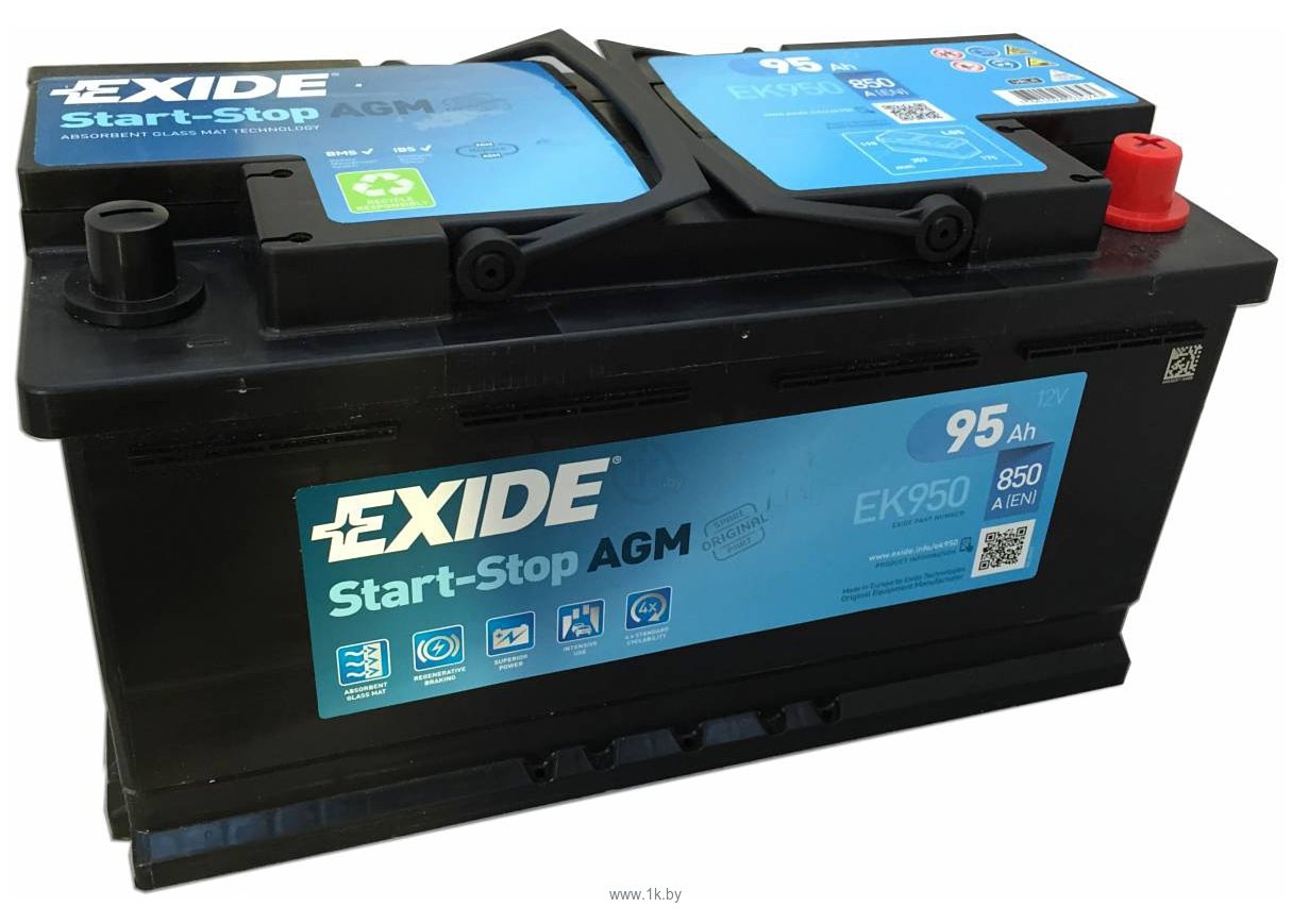 Exide ek950. Аккумулятор Exide Ek 950 AGM. Аккумулятор Exide 95а/ч AGM. Аккумулятор Exide AGM 95 Ач 850а. Аккумулятор Exide start-stop AGM ek950.